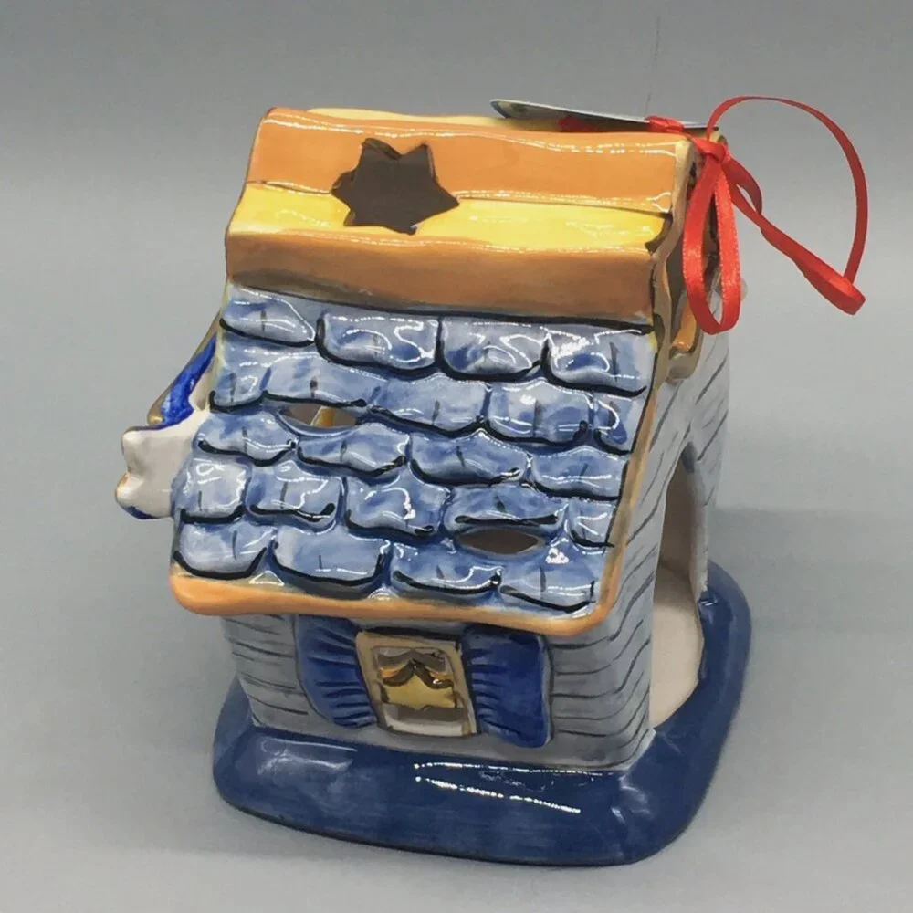 NEW Blue Sky Clayworks Happy Hanukkah Star David Chanukah Menorah Tealight House